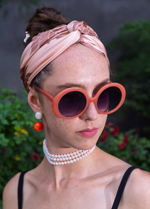 Peachy Mocha | 35” x 35” Silk Scarf