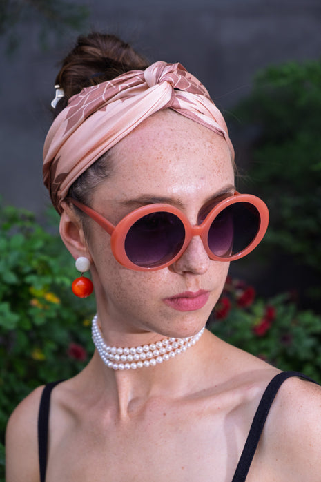 Peachy Mocha | 35” x 35” Silk Scarf