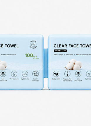 Disposable Face Towels XL,Acne Fighting Biodegradable Face Towel, Ultra Soft for Sensitive Skin, Eco-Friendly Facial Towels for Cleansing & Drying