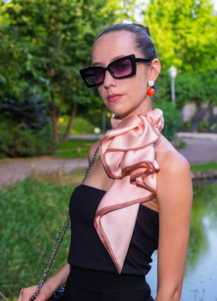 Peachy Mocha | 35” x 35” Silk Scarf