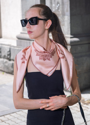 Peachy Mocha | 35” x 35” Silk Scarf