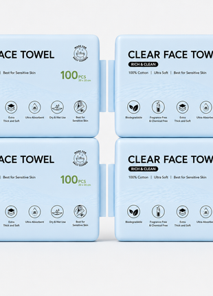 Disposable Face Towels XL,Acne Fighting Biodegradable Face Towel, Ultra Soft for Sensitive Skin, Eco-Friendly Facial Towels for Cleansing & Drying