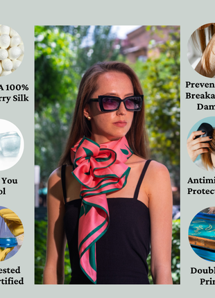 Women's Pure Silk Hijab | Pure Silk Scarf | Pink | Regular| 90 x 90 cms | Sweet Sultan | Morning Glory