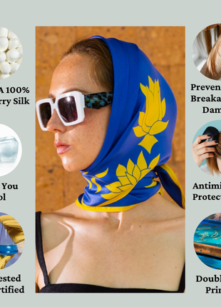 Women's Pure Silk Hijab | Pure Silk Scarf | Blue |  90 x 90 cm  | Sweet Sultan | Sunrise Harmony