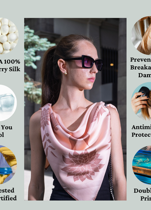 Women's Pure Silk Hijab | Pure Silk Scarf | Peach/Beige |  90 x 90 cm  |Sweet Sultan| Peachy Mocha