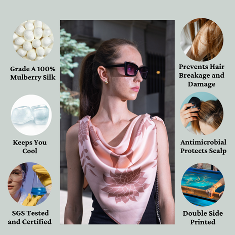 Women's Pure Silk Hijab | Pure Silk Scarf | Peach/Beige |  90 x 90 cm  |Sweet Sultan| Peachy Mocha